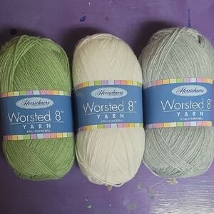 Herrschners Worsted 8 Yarn Set - Green, White, Gray